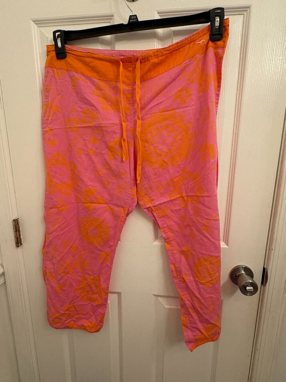 Victoria Secret Pink Vibrant Pink & Orange Floral Lounge Pants Drawstring size S